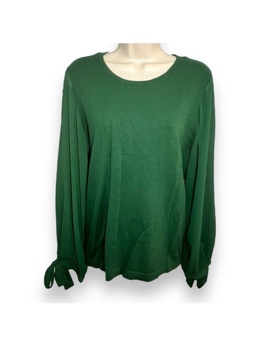 Cece Women’s Tie Sleeve Pullover Top Alpine Green Size Large